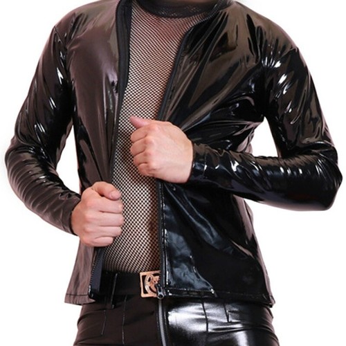 Hommes cuir pvc blazer veste - cuir,