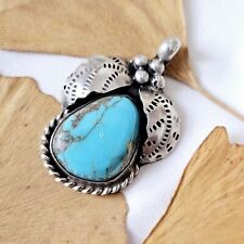 Pendentif Amérindien Navajo Vintage Argent Sterling 40x33mm Turquoise Arizona 