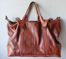 Sac de voyage homme vintage MEB COLLECTION cuir cognac marron fourre-tout