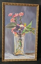 Tableau huile Nature Morte Fleurs signé XXème 