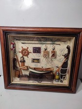CADRE VITRINE DIORAMA MAISON DU PECHEUR BARQUE 35X30 CM AQUAVENTURE NEUF BOITE B