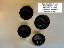 CHINE 4 bols anciens en jade TRANSLUCIDE vert épinard diamètre 13 cms   et 14 cm