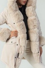 Manteau Fourre Femme Copperose Beige Taille M