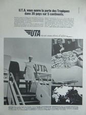 1970-71 PUB UTA AIRLINE DC-8-62 AIRLINER HOTESSE AIR AFRIQUE ORIGINAL FRENCH AD