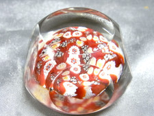 ?? BOULE SULFURE CRISTAL A FACETTE PRESSE PAPIER MILLEFIORI