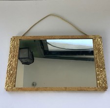 Miroir Art Deco Décor Floral Doré À La Feuille 1930-1940 France 