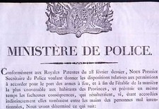 ANCIENNE AFFICHE 1817 POLICE PORT D'ARMES A FEU AUTORISATION SAVOIE PLACARD