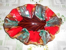 plat corbeille a fruits en forme de feuille valauris