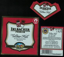 Allemagne Lot 3 Etiquettes Bière Irlbacher Premium Vollbier Hell 0,5 L
