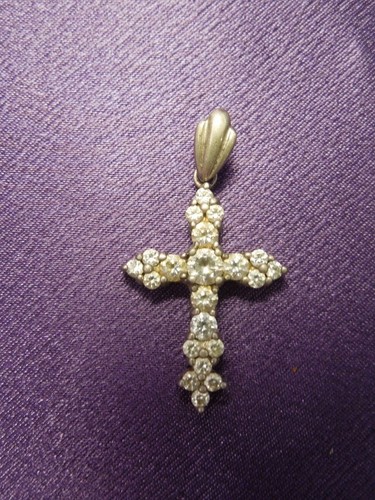 Sterling silver crystal cross - silver,