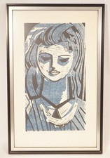 Original Dore Meyer Vax Linoleum Couleur Portrait Ingrid N° 9/100 Signé