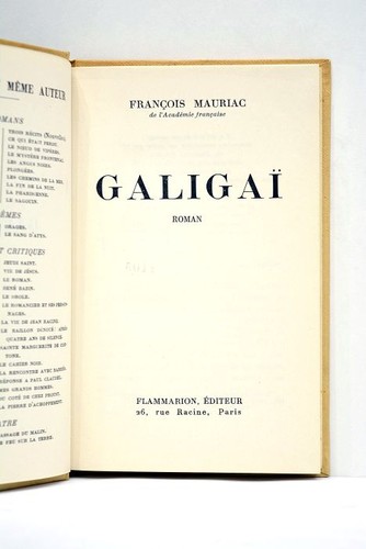 Livre ancien mauriac galigai - mauriac,