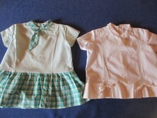 Lot de 2 robes de bébé à manches courtes blanche verte vichy