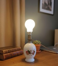 Pied de Lampe Vintage en Verre Opalin Blanc - Décor Opel 1898 - Base de Lampe
