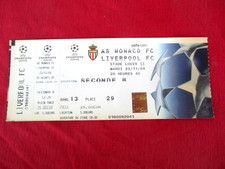 ticket billet football UNUSED COMPLET AS MONACO LIVERPOOL  2004 CHAMPIONS LEAGUE