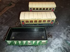 Train ancien - Lot 1 wagon marchandises + 2 voyageurs PULLMAN HORNBY échelle 0