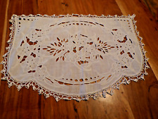 Linge ancien Rideau Brise bise Têtière  brodé lin blanc