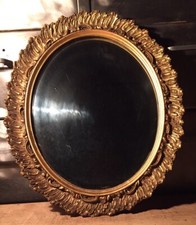 Miroir Ovale Ancien Bois Et Résine Dorée Dimensions 37x31 Cm