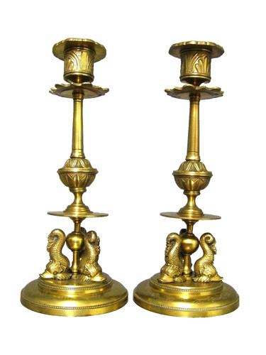 Paire bougeoirs napoléon - de,
