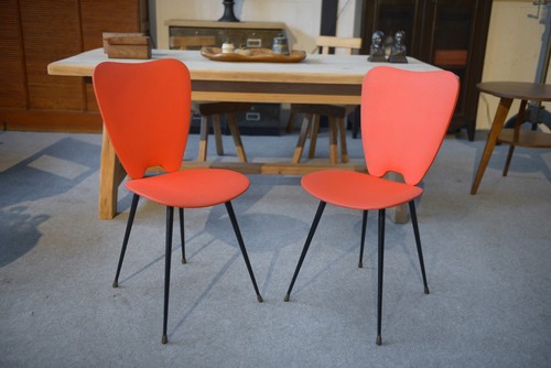 Lot chaises skai rouge - chaises,