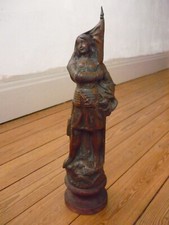 Antique metal pewter Joan of arc jeanne saint statue  14 1/2 inch high  xix cent