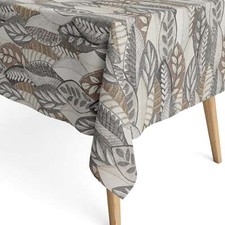 Nappe Jacquard En Coton Enduit Minta Beig Feuilles Feuillage Automne