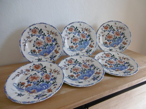 Six assiettes plates faience - six,