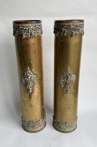 Ancienne paire vases obus
