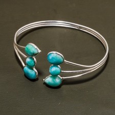 Bracelet bijoux en pierre précieuse ethnique Larimar fait main bijoux