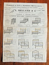 Ancienne Publicité L.Rolland Vanves Paris - Lit en fer literie mobilier 1912