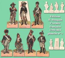 Editions H. Bouquet, l’Armée française 1790-1814 planche n° 1, 7 chromos carton