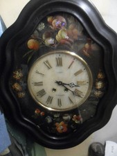 horloge oeil de boeuf décor papier mâché cadran albatre , pendule, comtoise, TBE