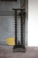 Sellette bois et marbre vintage, guéridon bois tourné Louis XIII, porte-plante