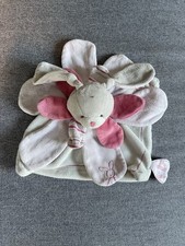 DOUDOU PLAT LAPIN DOUDOU ET COMPAGNIE CÉLESTINE PÉTALE ROSE BLANC DC1445 23 CM