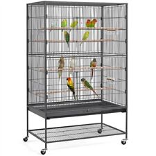 Grande Cage sur Pied Cage Oiseaux sur roulettes avec Support 93,5 × 56,5 × 153cm