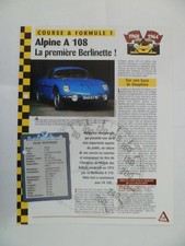 CARTE FICHE AUTO  ALPINE A 108  1960-1964  (118-119)