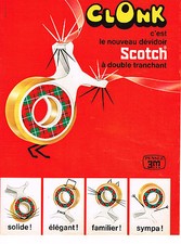 PUBLICITE  1967   SCOTCH  ruban adhésif CLONK le dévidoir
