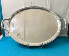 GRAND plateau de service CHRISTOFLE modèle ALBI métal argenté 62X41,5 cm