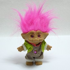 TROLL POUPEE JOUET FIGURINE VINTAGE CHEVEUX ROSE FLUO 20 CM ACE NOVELT INC