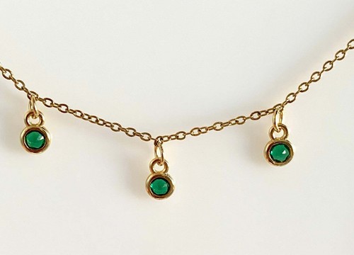 Collier zircons vert chaîne - collier,