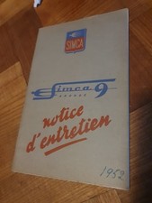 NOTICE D'ENTRETIEN SIMCA 9 ARONDE