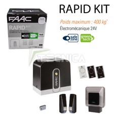 Motorisation de portails coulissants 400kg 24V FAAC RAPID KIT SAFE 105999144 