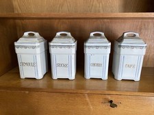 Lot 4 Pots Porcelaine A Fleurs Cuisine Serie Semoule Sucre Chicoree Cafe Deco 