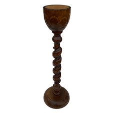 Cendrier sur Pied en Bois Tourné, Entièrement Sculpté à la Main