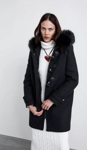 Zara black duffle coat - zara, wool