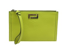 NEUF POCHETTE LANCEL ZIPPE PIA A91418 CUIR GRAINE CITRON NEW POUCH CLUTCH 180€