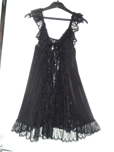 Nuisette noire dentelle - nuisette, fleurs