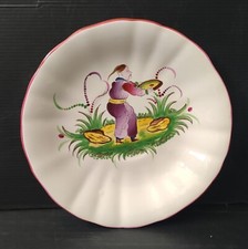 ASSIETTE SOUCOUPE FAIENCE DECOR AU CHINOIS PEINT MAIN ST CLEMENT GL FRANCE N196