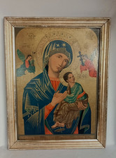 Cadre bois doré Napoléon III + chromolithographie religieuse XIXe S. 61,4 x 47,4