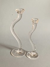 Mangiarotti pair Ergo crystal candlesticks Cristalleria Colle 1988